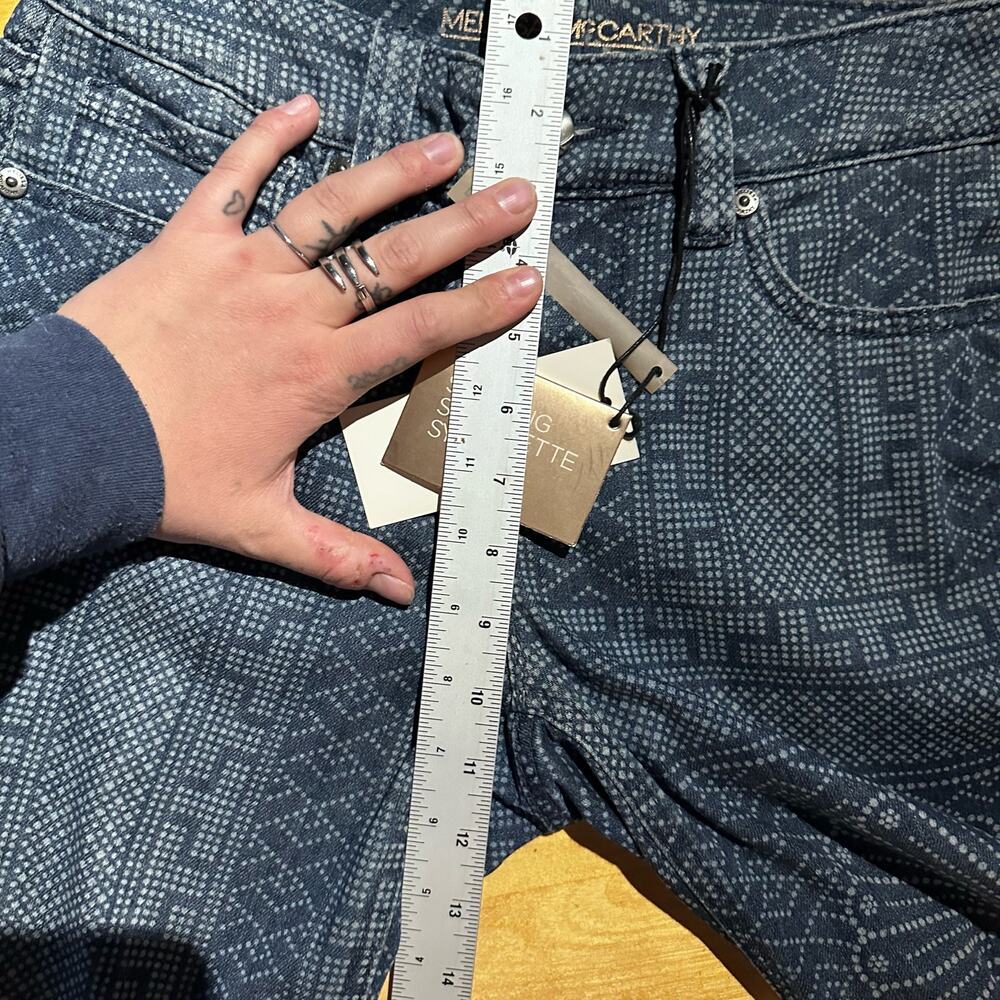 NWT 7 Melissa McCarthy Slimming Silhouette System Blue Patterned Jeans sz 4 - Picture 11 of 11